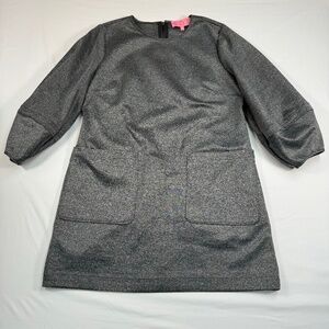 Revolve LDT Balloon Sleeve Mini Dress Womens Plus Sz 14 Dark Grey Pockets Zipper